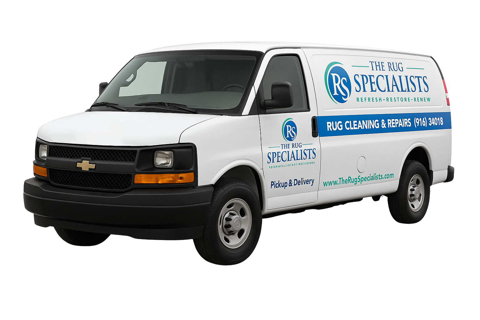 The Rug Specialists branded pickup & delivery van